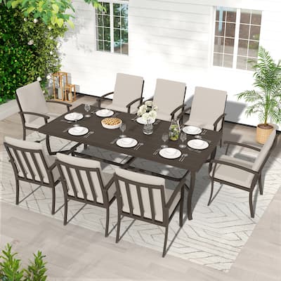 EGEIROS LIFE AluLux 9-Piece Aluminum Patio Dining Set with Washable Cushions