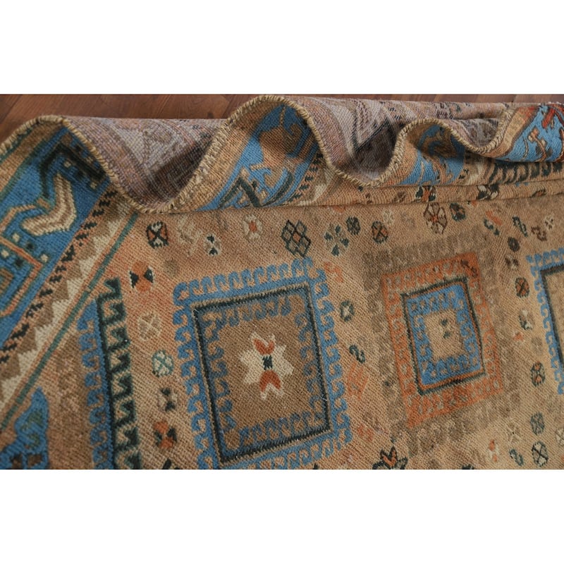Geometric Bakhtiari Vintage Persian Rug Hand-Knotted Wool Carpet - 5'1" x 9'7"