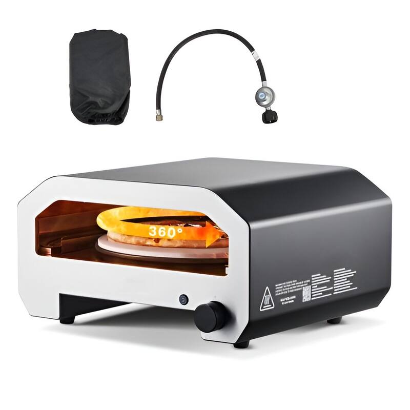 Outdoor Gas Pizza Oven with 16" Stone, 1000°F Max Temp Portable for Backyard and Camping - 23.7 x 23.4 x 12.8 in