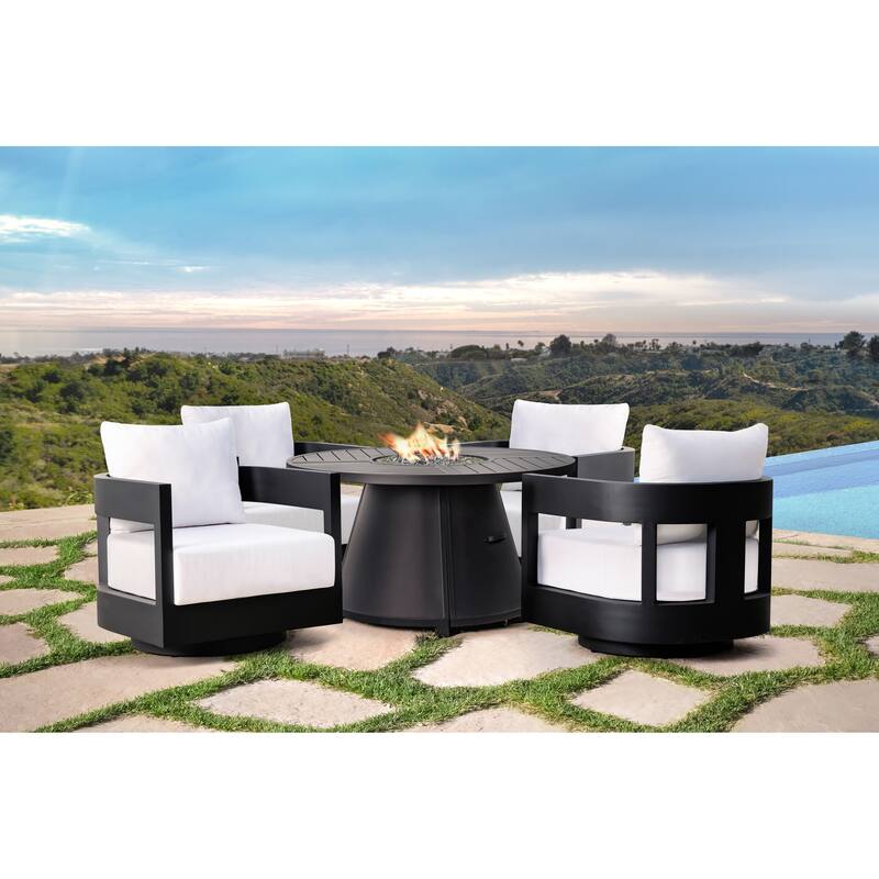 Abbyson Santorini Black Outdoor Fire Table