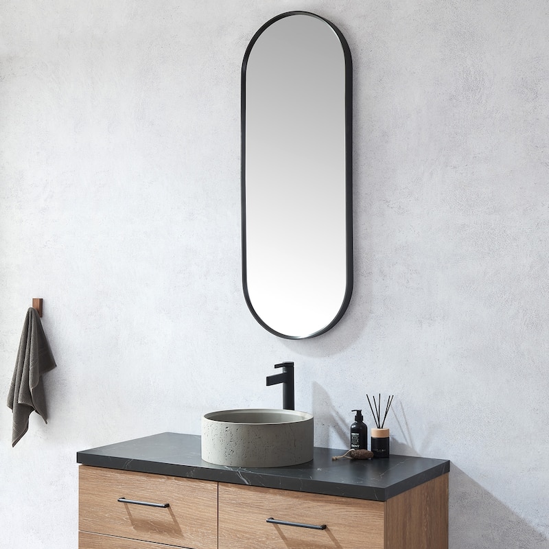 Vinnova Luarca 18 in. W x 48 in. H Oval Metal Wall Mirror