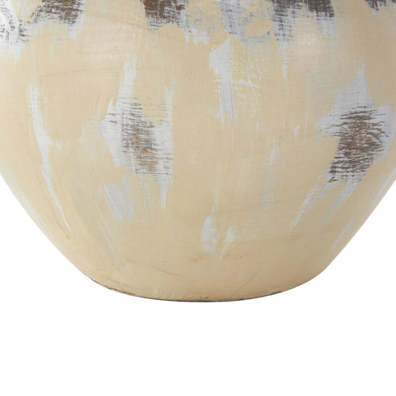 Ceramic Antique Style Pot Decorative Vase with Curved Handles - Cream - Roche River Decor
