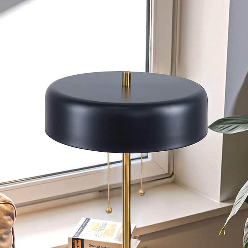 Nicole Modern Black and White Drum Table Lamp