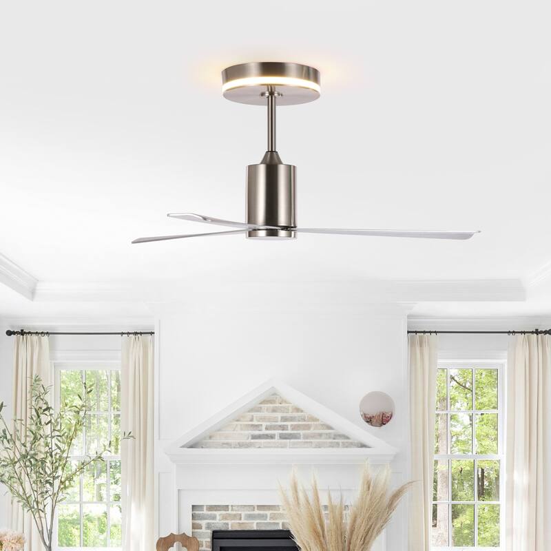 Blair 52" 1-Light Contemporary Minimalist 6-Speed Iron Height Adjustable Integrated LED Ceiling Fan with Remote, by JONATHAN Y