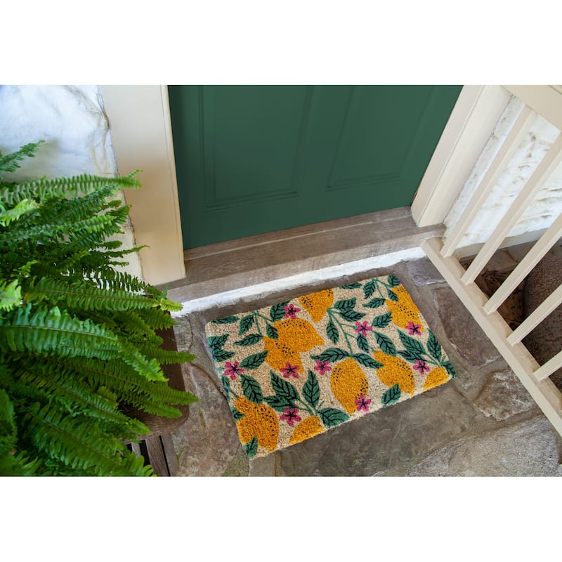 Entryways Lemons Handwoven Coconut Fiber Doormat