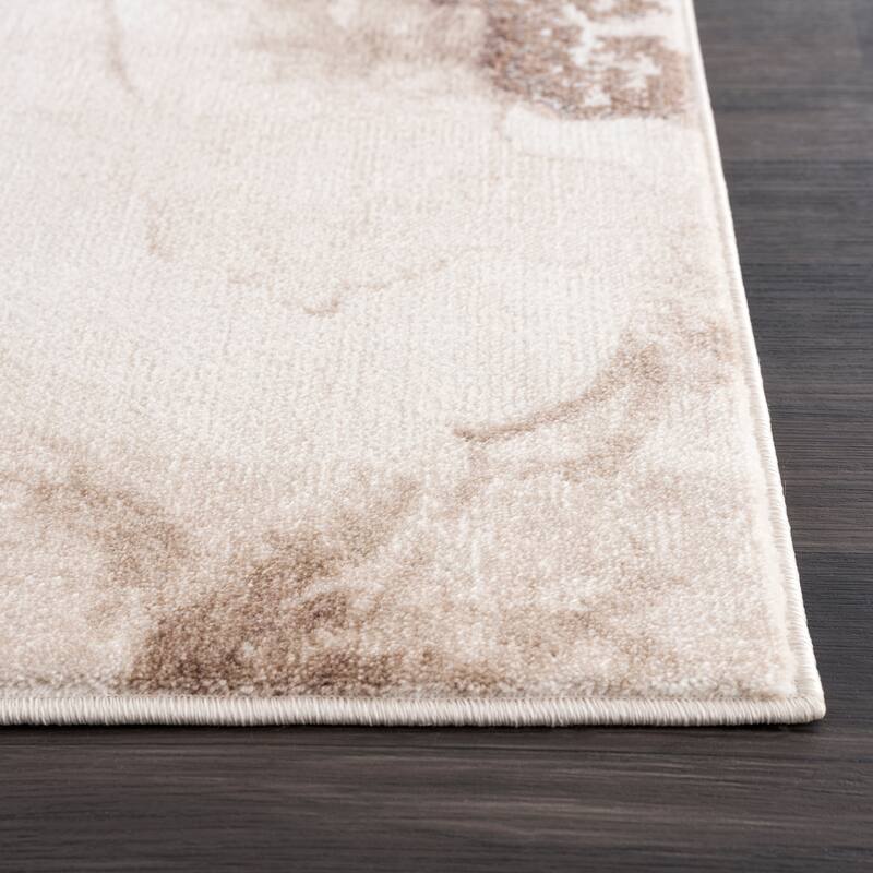 Abani Luna Contemporary Marble Metallic Gold Area Rug