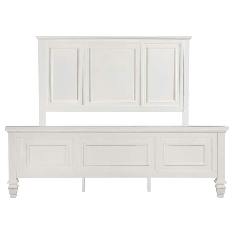 Lila King Bed, Picture Frame Panel Headboard, Farmhouse White Wood