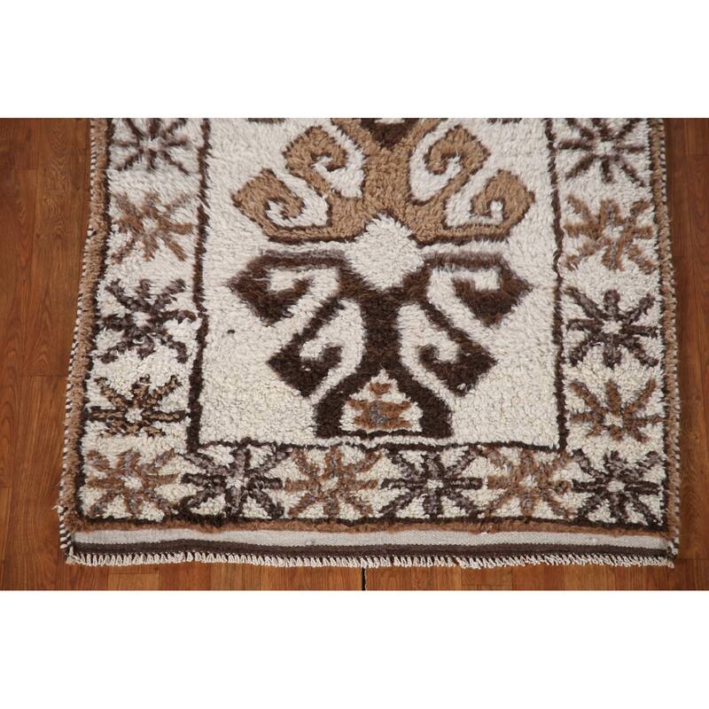 Anatolian Tribal Turkish Runner Rug Handmade Wool Carpet - 3'5"x 11'0"