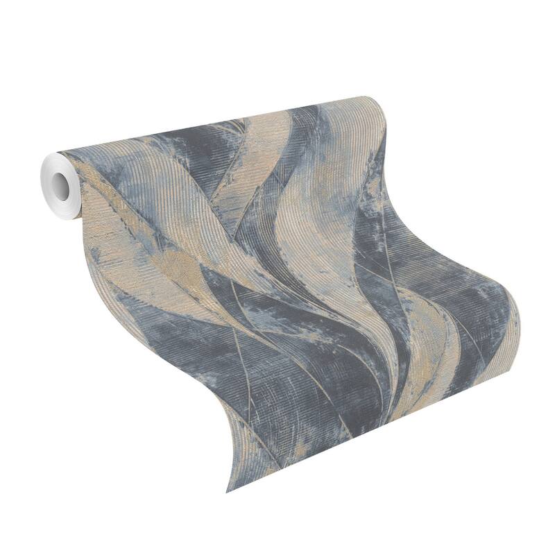 Advantage Blake Denim Leaf Wallpaper - 20.9 x 396 x 0.025