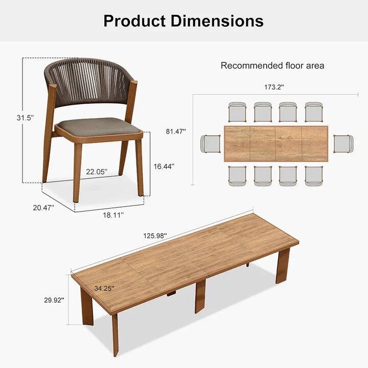 PURPLE LEAF Outdoor Dining Set Teak Aluminum Patio Furniture Set Dining Table And Wicker Chairs