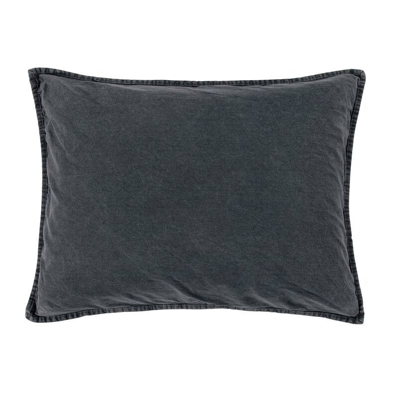 HiEnd Accents Stonewashed Cotton Canvas Vintage Chic Pillow Sham, 1PC - Standard - Charcoal