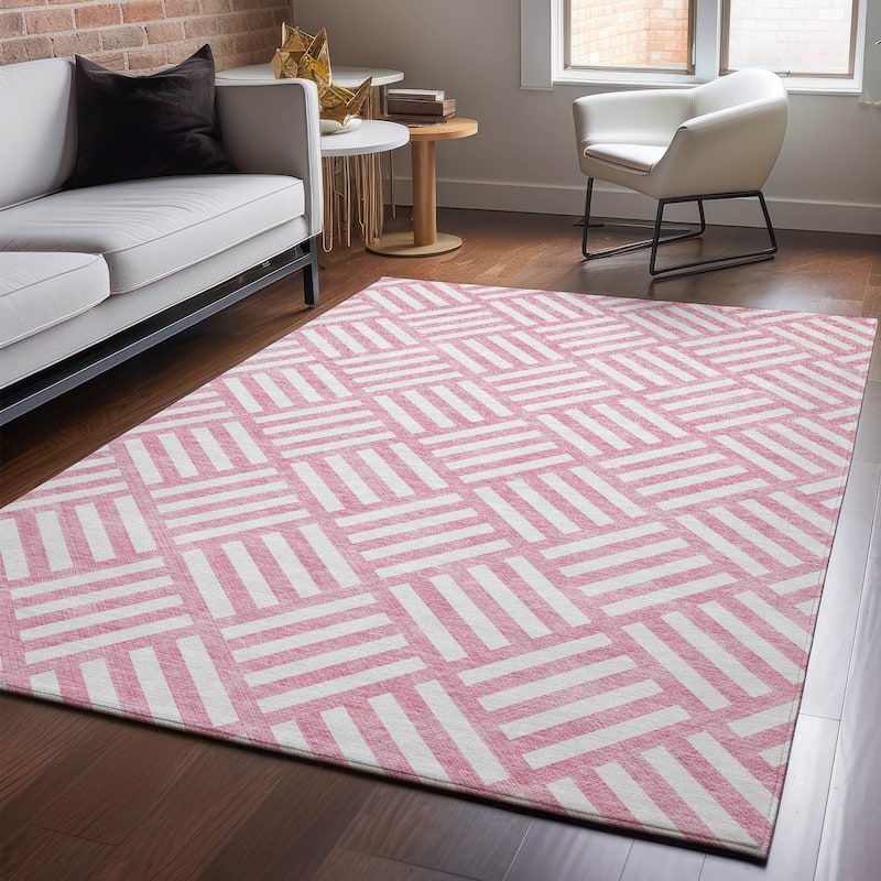 Premium Washable Super Soft Contemporary Mosaic Mayfield Rug - Pink - 8' x 10' - Rectangle