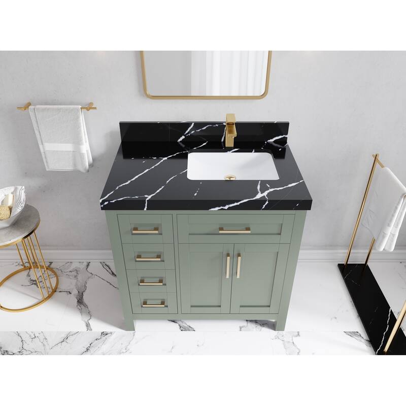 Willow Collections 36 in. W x 22 in. D Cambridge Right Offset Sink Bathroom Vanity with Countertop