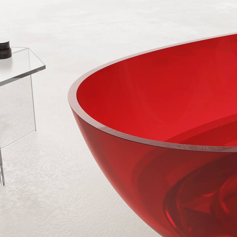 Vanity Art 59" or 67" Stone Resin Oval Freestanding Bathtub, Soaking Tub with Pop Up Drain