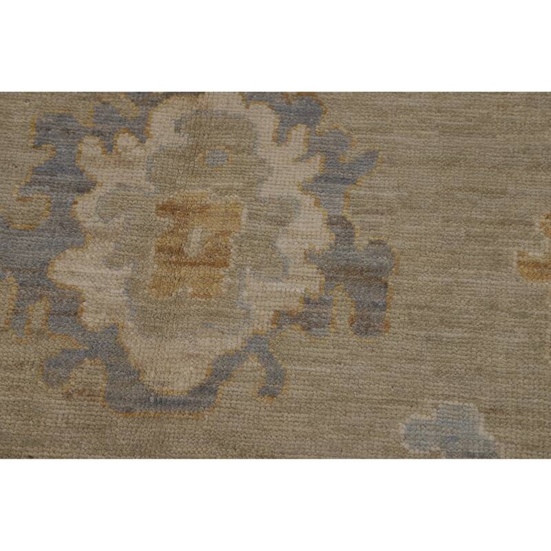 Hand Knotted Oriental 100% Wool Carpet Transitional All-Over Beige & Ivories Oushak Area Rug - 11' 8'' X 9' 1''