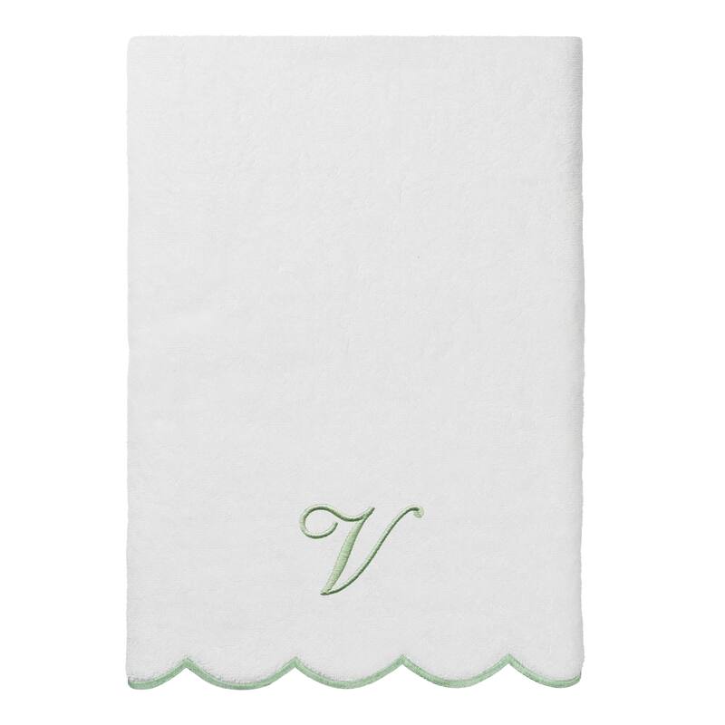 Authentic Hotel and Spa 100% Turkish Cotton Green ADORNIA Scallop Personalized 3 Piece Towel Set - 3 Piece Set