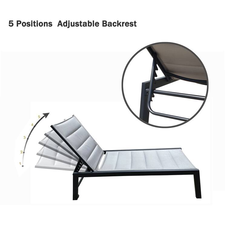 Outdoor Chaise Lounge Chair,FivePosition Adjustable Aluminum Recliner