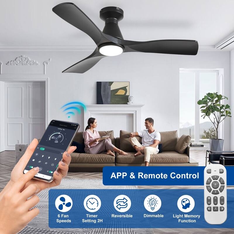 Ceiling Fan Without Light: 42-52 Inch 3 Blade Indoor Outdoor Fans for Patios