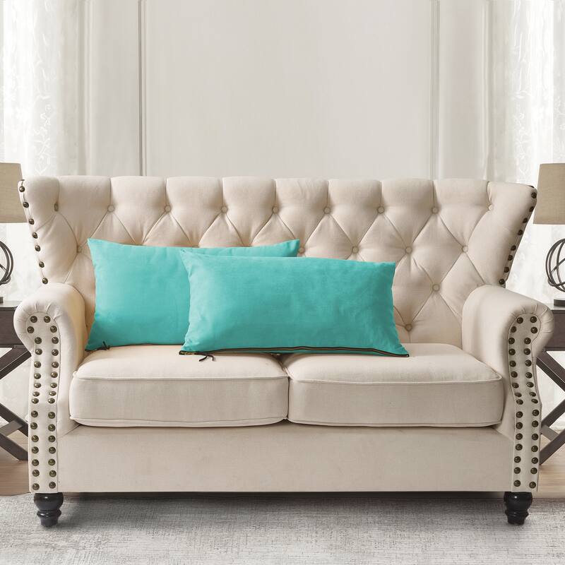 Suede 2 Piece Pillow Shell Set with Big Zipper, NO INSERT