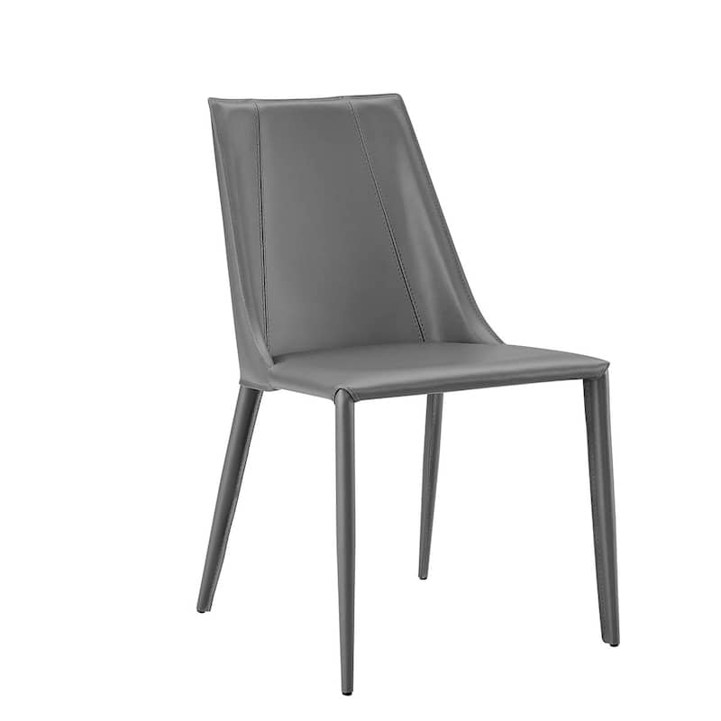 Sleek All Black Faux Leather Dining or Side Chair