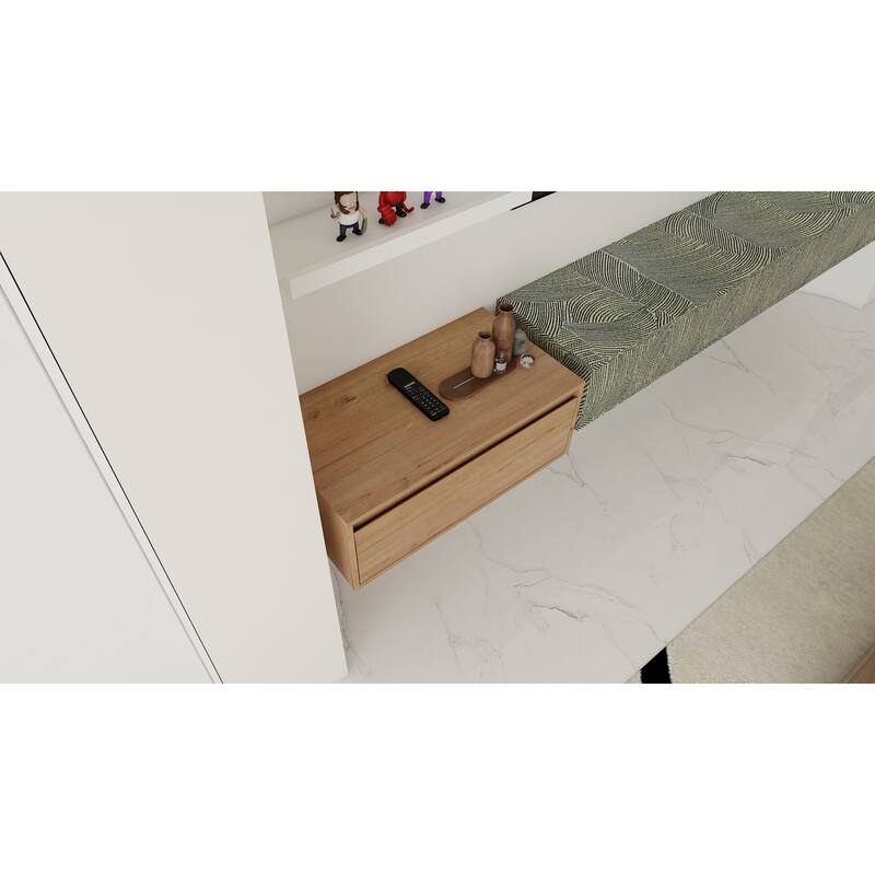 29-Inch Floating Bathroom Vanity Cabinet - Scratch-Resistant Melamine Finish, Ample Storage, Imitative Oak Color - 29.13in L