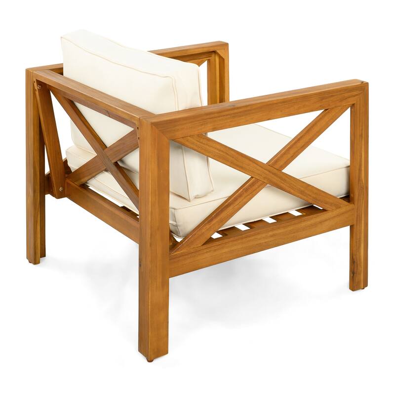 Christopher Knight Home - Moonfall Patio Acacia 2 Club Chairs with 1 End Table