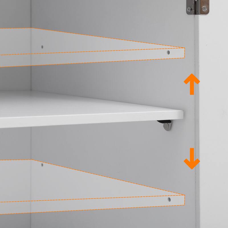 56.5" Farmhouse Kitchen Island with Drop Leaf & Power Outlet, Rolling Cart with 5 Drawers, 4 Doors, Adjustable Shelves & Wheels