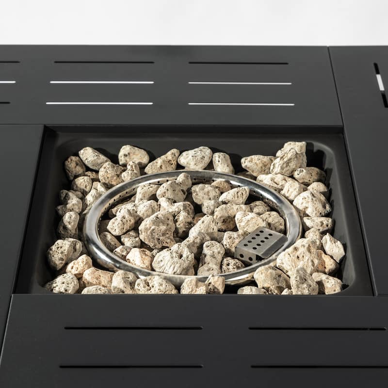 34" Propane Rectangular Steel Gas Fire Pit Table with 50000 BTU