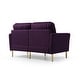 Purple Velvet Round Arm Loveseat 2 Seat Sofa with 2 Purple Throw ...