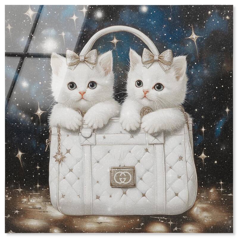 Constellation Kittens Purse Acrylic by Art Remedy, Ready to Hang - 12" x 12"