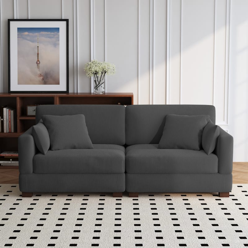 84.5″W Modern Corduroy Couch Modular Sofa