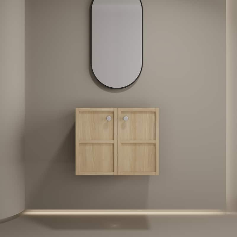 GDFStudio - Levistar Modern Wall-Mounted Bathroom Vanity with 2 Soft Close Doors, Sink NOT INCLUDED - 24"