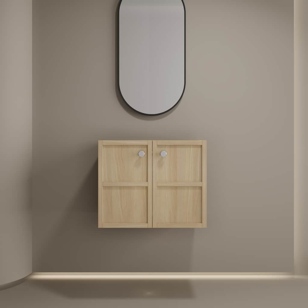 GDFStudio - Levistar Modern Wall-Mounted Bathroom Vanity with 2 Soft Close Doors, Sink NOT INCLUDED