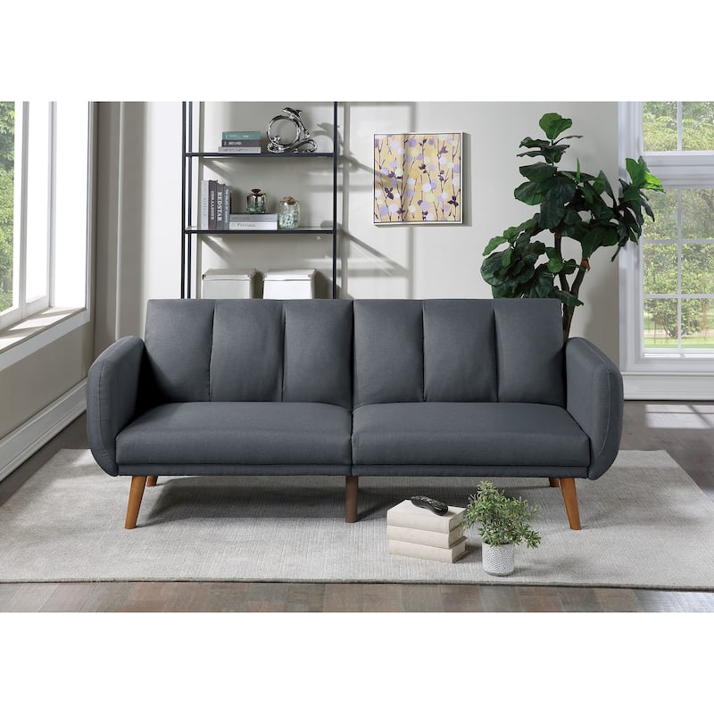 Convertible Mustard Sofa Bed - Stylish Polyfiber Couch with Extra Cushion