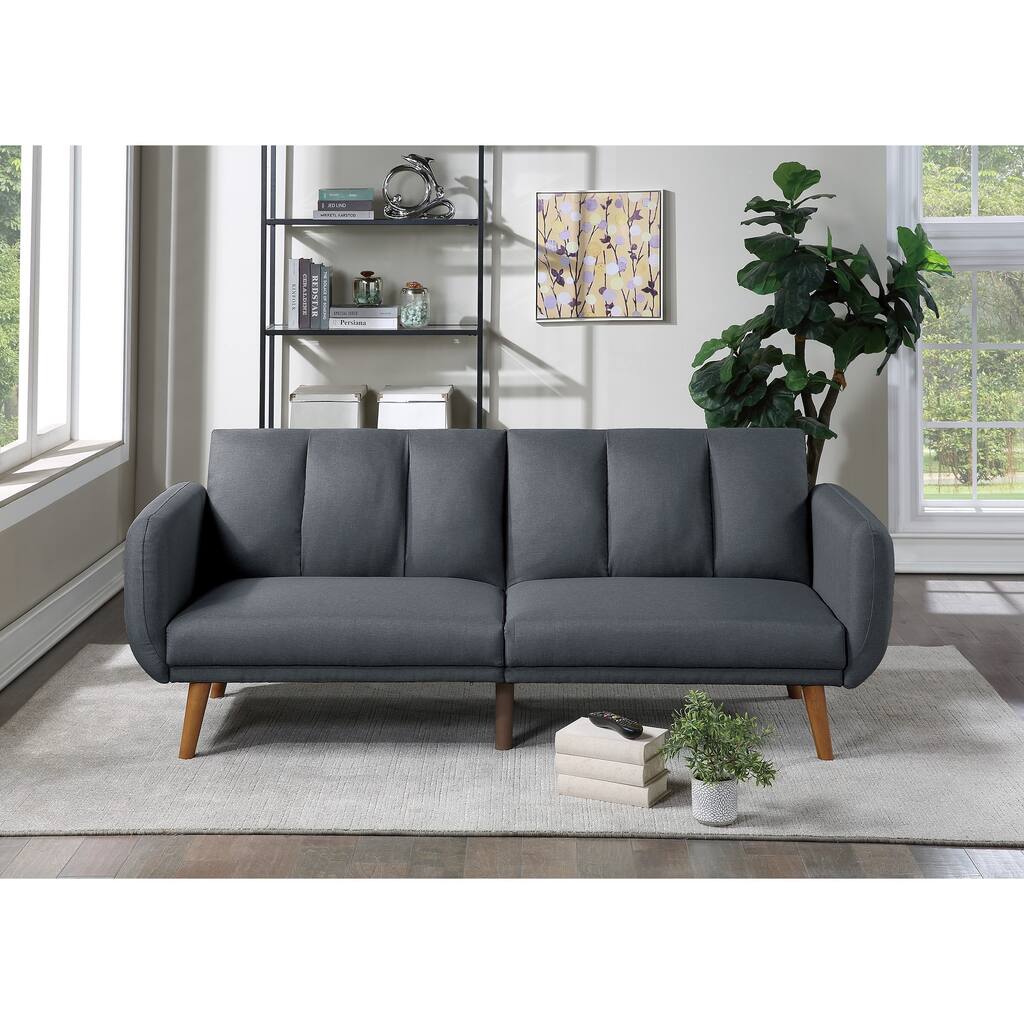 Elegant Modern Sofa Blue Grey Color Polyfiber 1pc Sofa Convertible Bed ...
