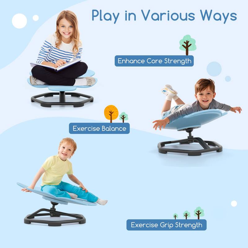 PP Kids Swivel Chair with 360-degree Spin, Petal Seat and Metal Base - 21" L x 19.5" W x 10" H