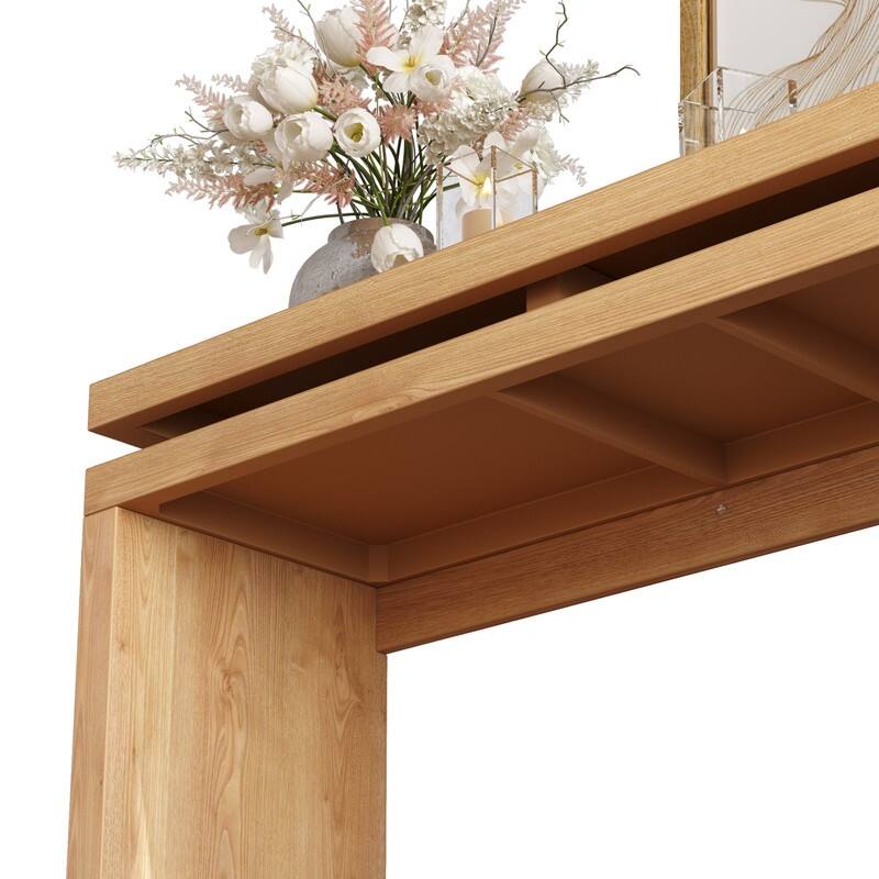 60'' Farmhouse Console Table - Retro Wooden Entryway Table with Double Board Suspension Design, Solid Wood & MDF, Sofa Table