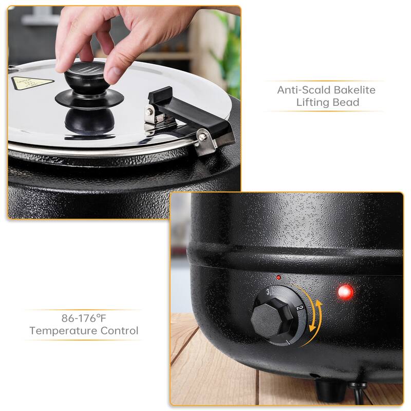 10.5QT Commercial Soup Kettle Warmer with Detachable Chafing Dish - 10.5 Quart
