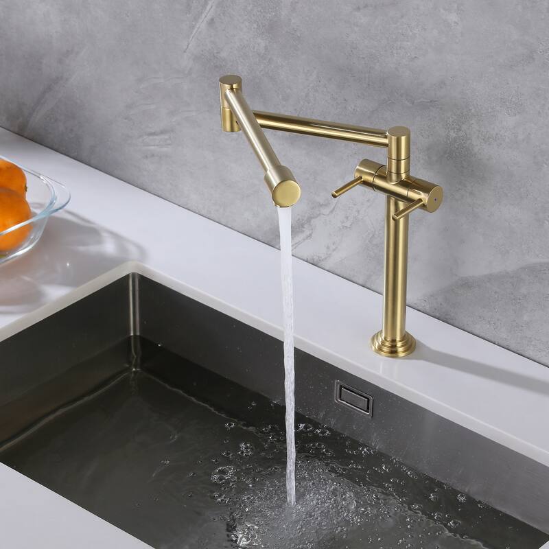Modern Two Handle Solid Brass Folding Stretchable Pot Filler Faucet