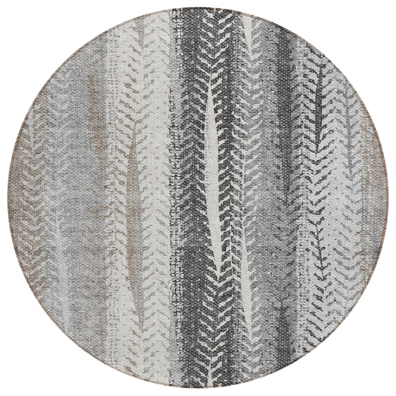 HomeRoots Botanical Leaves Transitional Rectangle Outdoor Rug