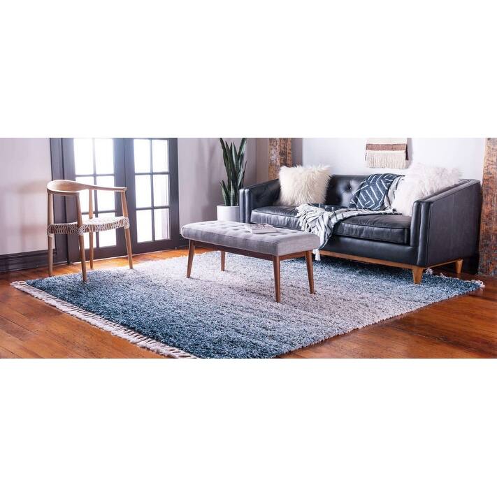 Shag Brico Collection Area Rug - 8' Square - Blue