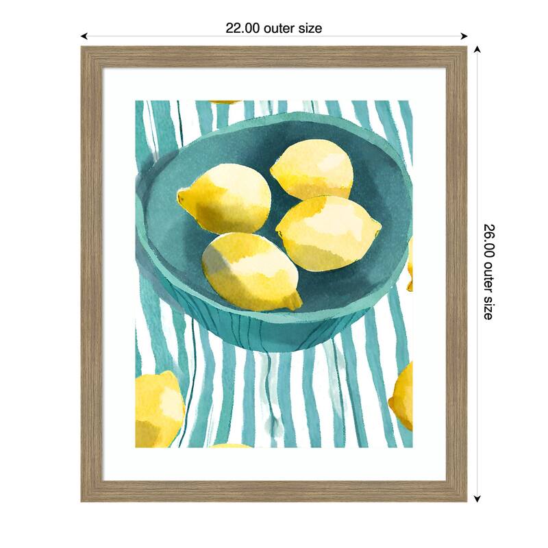 Zitronen in Schale by Ohkimiko Wood Framed Wall Art Print