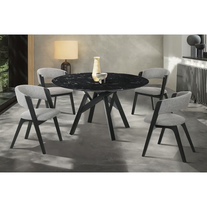 Venus Rowan 5 Piece Round Dining Set - Black