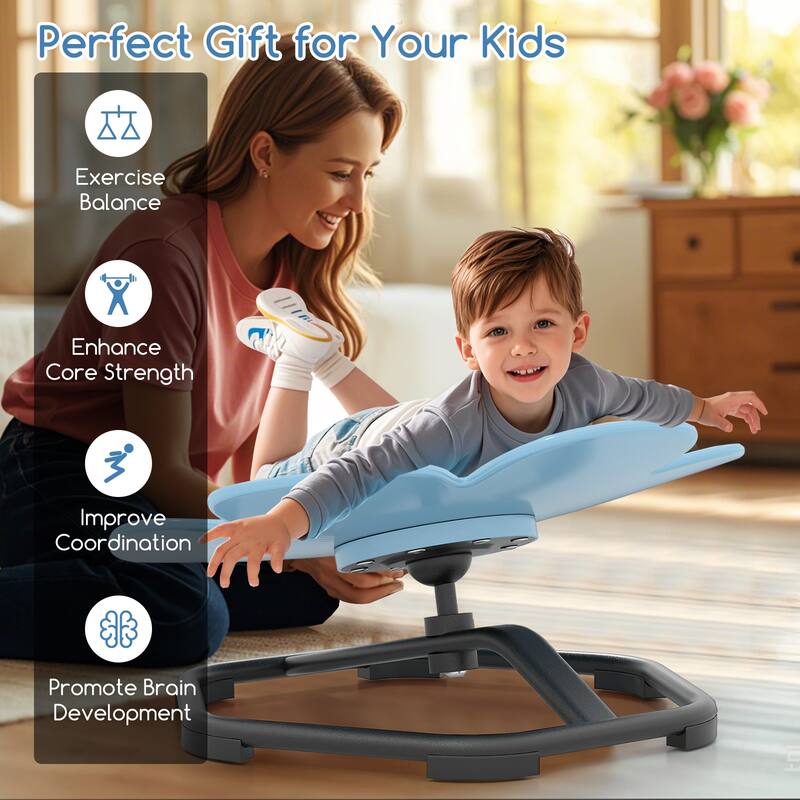 PP Kids Swivel Chair with 360-degree Spin, Petal Seat and Metal Base - 21" L x 19.5" W x 10" H