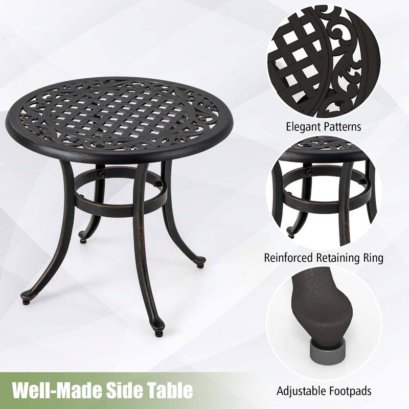 Costway 24" Patio Side Table with Adjustable Footpads Round Cast - See Details