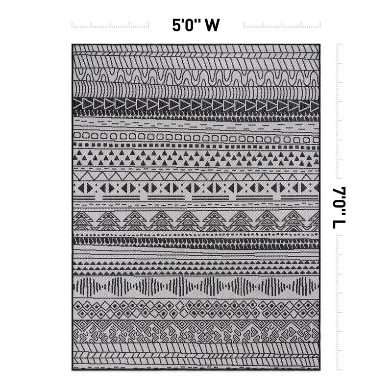World Rug Gallery Contemporary Geometric Bohemian Textured Flat Weave Indoor/Outdoor Area Rug