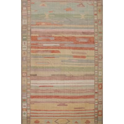 Hand Woven Oriental 100% Wool Carpet Southwestern Tribal Multi-Colored Kilim Area Rug - 12' 11'' X 10' 0''