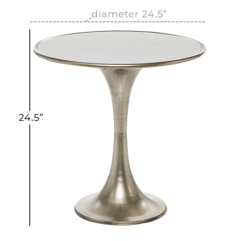 Metal Accent Table with White Marble Top - Silver - Roche River Decor