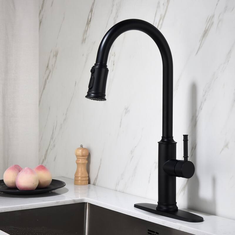 Matte Black Pull Out Sprayer Kitchen Faucet
