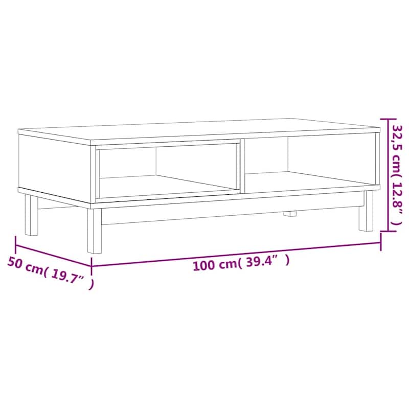 vidaXL Coffee Table FLAM 39.4"x19.7"x12.8" Solid Wood Pine - 39.4" x 19.7" x 12.8"